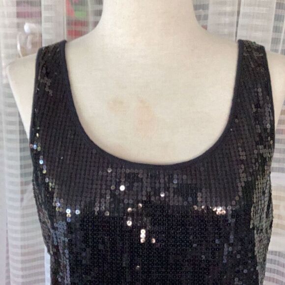 Lane Bryant Black Sequin Tank Top Shell Stretch Women’s 14/16 - Picture 3 of 7